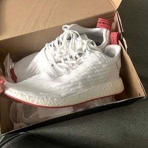 Adidas 
Size 13 - adidas NMD R2 Primeknit Running White 2017 - BA7253.